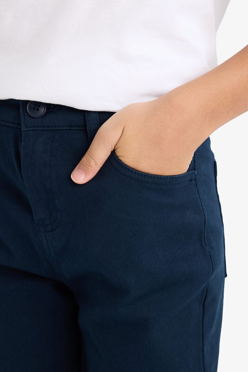 DeFacto Blue Boy Boy Straight Leg Gabardine Trousers Casual - Image 4